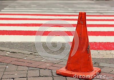 Repair of pavement at a pedestrian crossing Stock Photo