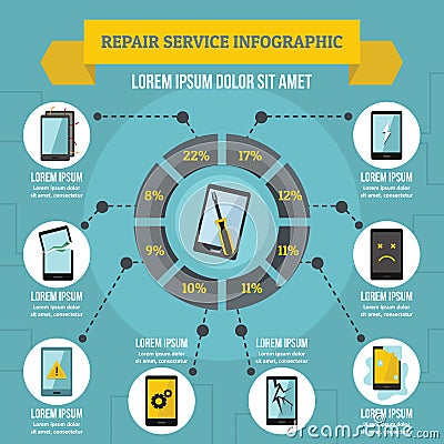 Repair service infographic concept, flat style Vector Illustration
