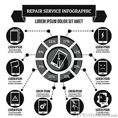 Repair service infographic concept, simple style Vector Illustration