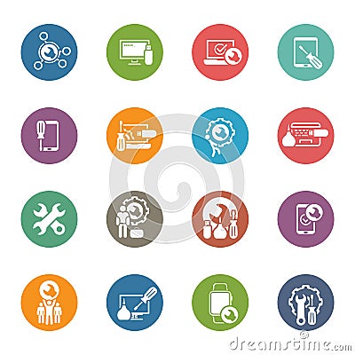 Repair Service and Maintenance Icons Set. Vector Illustration