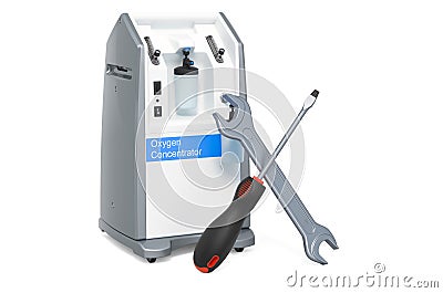 Repair and service of Portable Oxygen Concentrators concept, 3D rendering Stock Photo