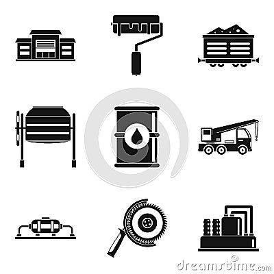 Repair of the structure icons set, simple style Vector Illustration