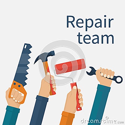 Repair team concept. Vector Illustration