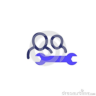 repair team, technical workers icon Vector Illustration