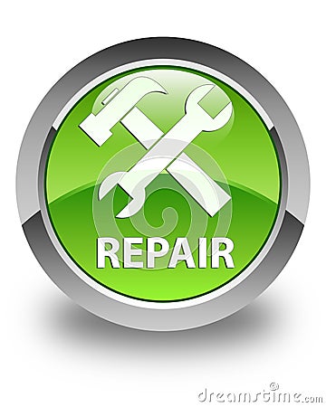 Repair (tools icon) glossy green round button Cartoon Illustration