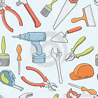 Repair tools seamless pattern. Vector Illustration