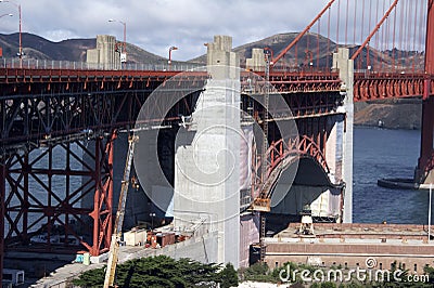 Repair Work at Golden Gate Bridge Stock Photo