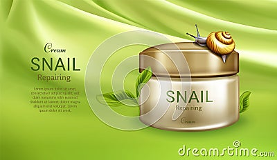 Repairing cream with snail mucus vector banner Vector Illustration