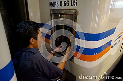 Repairing electric network Editorial Stock Photo