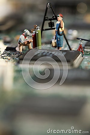 Repairing Electronic Circuitry Stock Photo