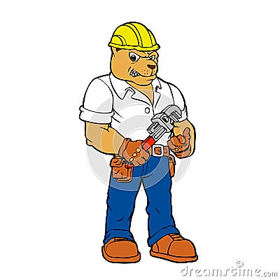 Repairman handyman bulldog mascot cartoon vector Vector Illustration