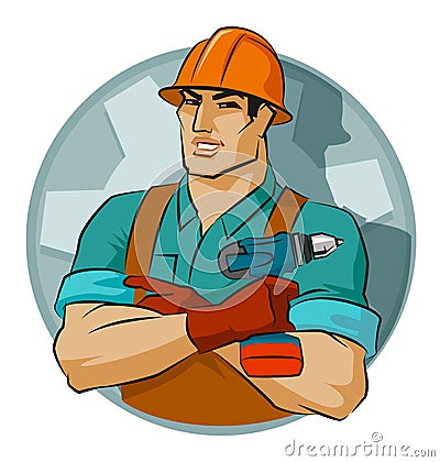 Repairman with gun Vector Illustration