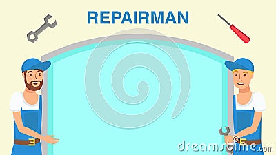 Repairman Service Web Banner Flat Vector Template Vector Illustration