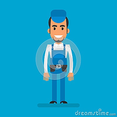 Repairman standing and smiling. Flat people Vector Illustration