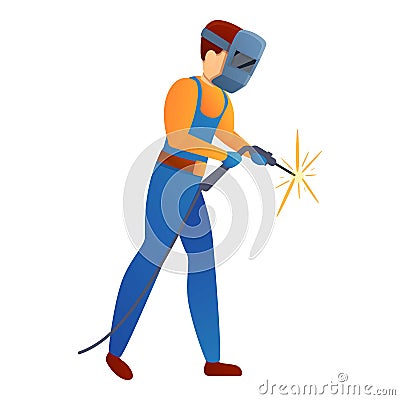 Repairman welder icon, cartoon style Vector Illustration