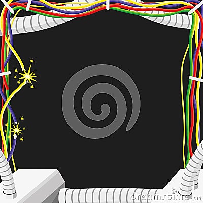 Frame of electrical wires and cables. Vector Illustration