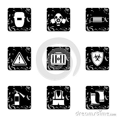 Repairs icons set, grunge style Vector Illustration