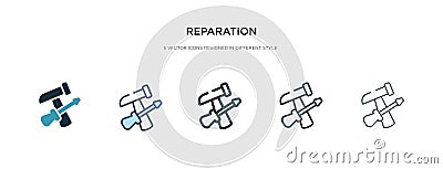 Reparation icon in different style vector illustration. two colored and black reparation vector icons designed in filled, outline Vector Illustration