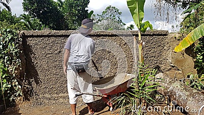 Reparing the wall broke Stock Photo