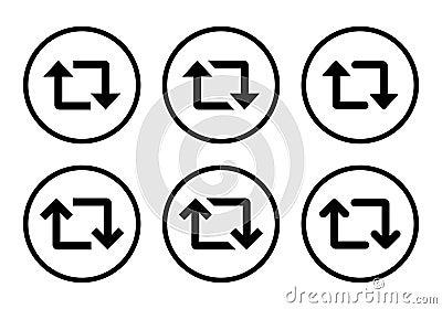 Repeat arrow icon set collection on circle line. Social media repost concept Vector Illustration