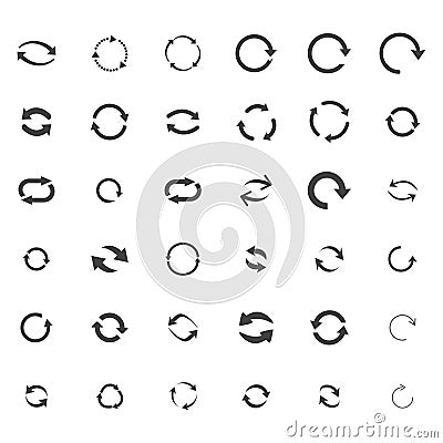 Repeat arrow icons set. set of 36 refresh filled icons such as reload, update, reload, replay, loading Stock Photo