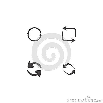 Repeat icons set. set of 4 refresh filled icons such as reload, update, reload, replay, loading arrow icons Stock Photo