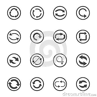 Repeat icons set. set of 16 refresh filled icons such as reload, update, reload, replay, loading arrow icons. repeat icons set Stock Photo
