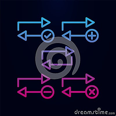 Repeat, plus, remove, minus, check sign nolan icon. Simple thin line, outline vector of web icons for ui and ux, website or mobile Stock Photo