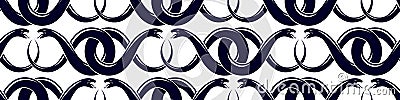 Repeat snakes seamless vector pattern, tiling endless background with venom reptiles in vintage style, subculture rock n roll and Vector Illustration