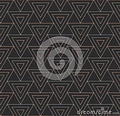 Repeat White Graphic Rhombus Background Pattern. Dark Modern Vector, Triangle Backdrop Texture. Golden Black Technology, Plexus Vector Illustration