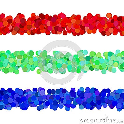Repeatable abstract dot pattern page dividing line design set - vector graphic elements from colored circles Vector Illustration