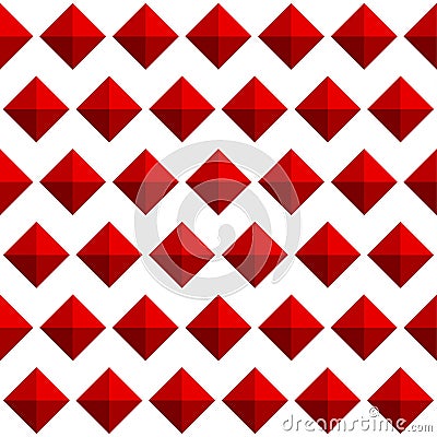 Repeatable pattern with studs, 3d gem like shapes. Simple monoch Vector Illustration