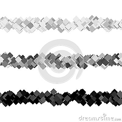 Repeatable random square pattern page separator line design set Vector Illustration