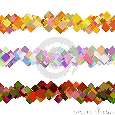 Repeatable square pattern paragraph divider line design set - vector design elements from colored rounded squares Vector Illustration