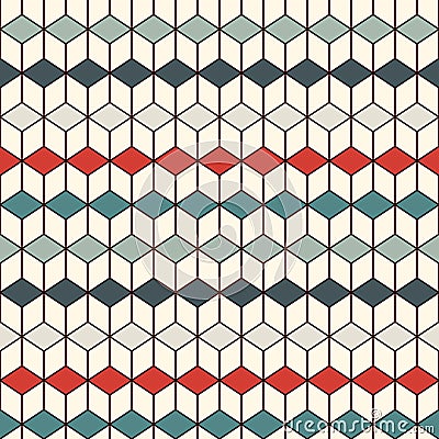 Repeated cubes background. Geometric shapes wallpaper. Seamless surface pattern design with polygons. Cubic motif. Vector Illustration