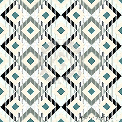 Repeated diamonds and hatch lines. Ikat wallpaper. Seamless surface pattern with native design. Ethnic ornament Vector Illustration