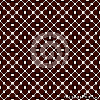 Repeated outline octagons and squares abstract background. Minimalist seamless surface pattern with geometric ornament. Vector Illustration