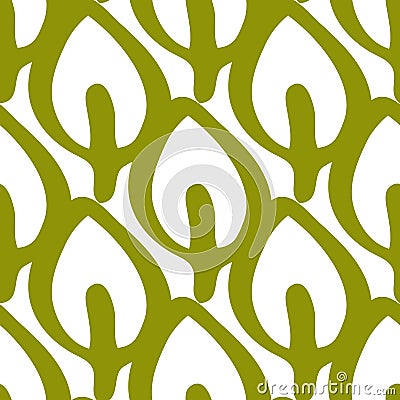 Repeated outlines of leaves. Organic seamless pattern. Vector Illustration