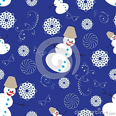 Repeated pattern with snowmen Vector Illustration