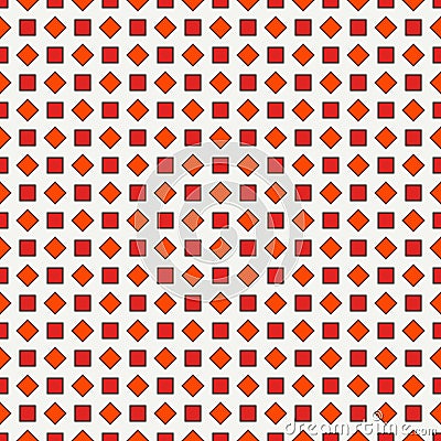 Repeated red diamonds background. Geometric motif. Seamless surface pattern design with warm colors square ornament. Vector Illustration