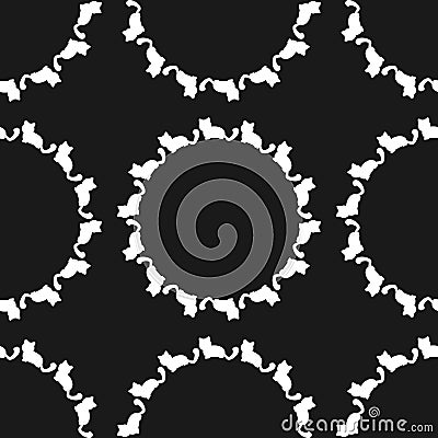 Repeated round elements from the silhouettes of cats. Seamless pattern. Vector Illustration