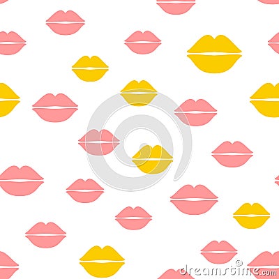 Repeated silhouettes of female lips. Cute seamless pattern. Vector Illustration