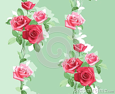 Repeated vertically pattern of delicate pink roses Stock Photo