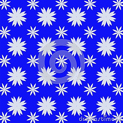 repeated white flowers on blue background flat pattern design Vector Illustration