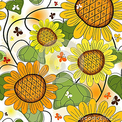 Repeating floral white summer pattern Vector Illustration