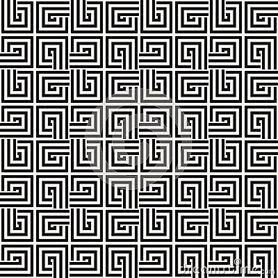 Repeating Geometric Stripes Tiling. Vector Seamless Monochrome Pattern Vector Illustration