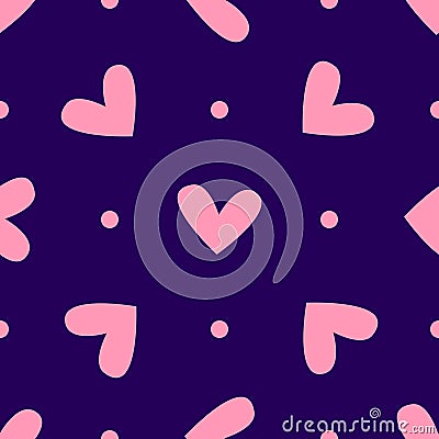 Repeating hearts and dots. Romantic seamless pattern. Vector Illustration
