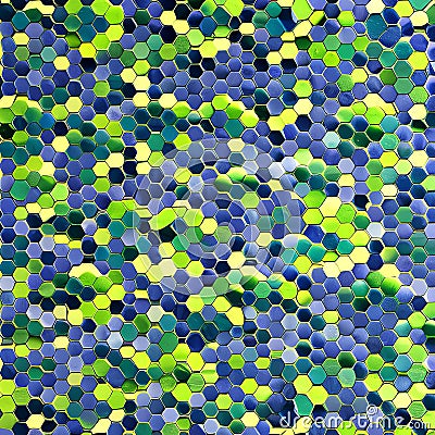 A repeating pattern of interlocking hexagons in shades of green and blue2, Generative AI Stock Photo