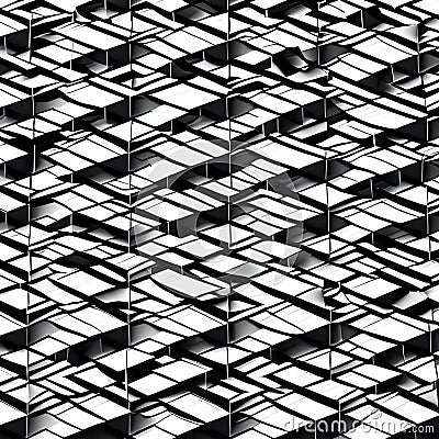 A repeating pattern of interlocking squares in black and white2, Generative AI Stock Photo
