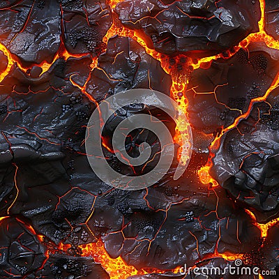 Repeating Pattern of Lava Rock Floor Suitable for Unreal Engine or Game Design Stock Photo
